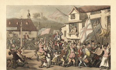 Angielski dżentelmen przewożony w lektyce na wybory autorstwa Thomas Rowlandson