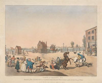 Wjazd od strony Hackney lub Cambridge Heath Turnpike (nr 6) autorstwa Thomas Rowlandson