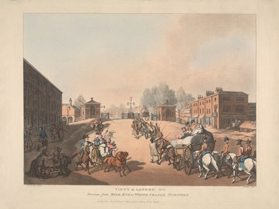 Wjazd od strony Mile End lub White Chapel Turnpike (nr 5) autorstwa Thomas Rowlandson