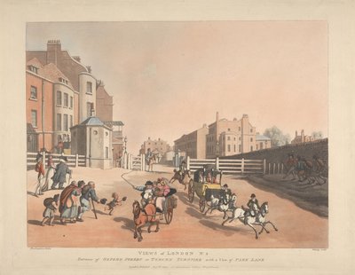Wejście od strony Oxford Street lub Tyburn Turnpike (nr 4) autorstwa Thomas Rowlandson