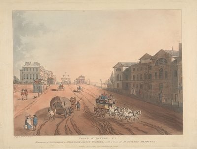 Wjazd na Piccadilly lub Hyde Park Corner Turnpike (nr 1) autorstwa Thomas Rowlandson