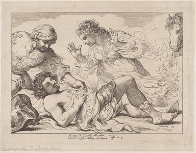 Erminia odkrywa rannych Tankredów z Tasso, Wyzwolona Jerozolima, ok. godz. 1790 r., ok. 1790 r. 1790. autorstwa Thomas Rowlandson