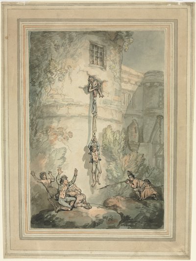 Ucieczka francuskich więźniów. autorstwa Thomas Rowlandson
