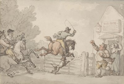 Unikanie opłaty drogowej, ok. 1805-10 (grafit, długopis, atrament i w/c na papierze) autorstwa Thomas Rowlandson