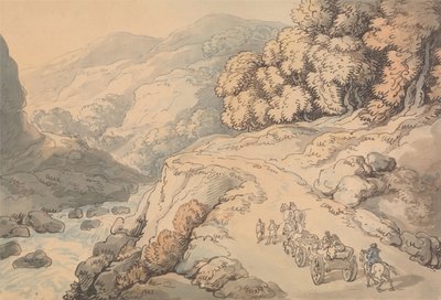 Wodospady na rzece Conwy, Północna Walia autorstwa Thomas Rowlandson
