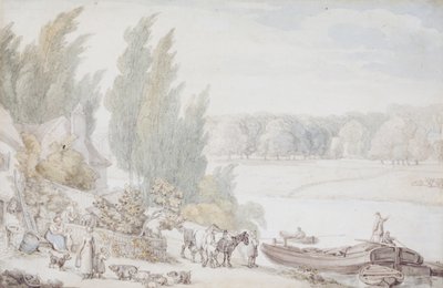 Gospodarstwo rolne nad brzegiem rzeki autorstwa Thomas Rowlandson