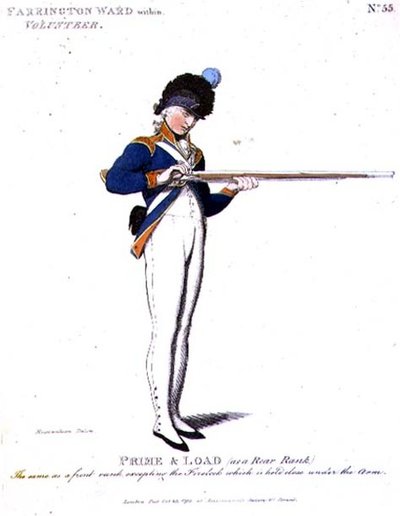 Farrington Ward w ramach Volunteer, tablica 55 z „Loyal Volunteers of London and Environs” autorstwa Thomas Rowlandson