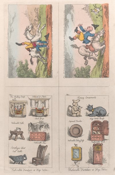 Modne meble w Hogs Norton, Jeździectwo matematyczne, 1809., 1809 autorstwa Thomas Rowlandson