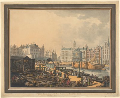 Tama Feyge, z częścią targu rybnego w Amsterdamie autorstwa Thomas Rowlandson
