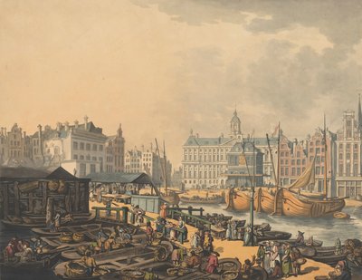 Tama Feyge z częścią targu rybnego w Amsterdamie, 1797. autorstwa Thomas Rowlandson