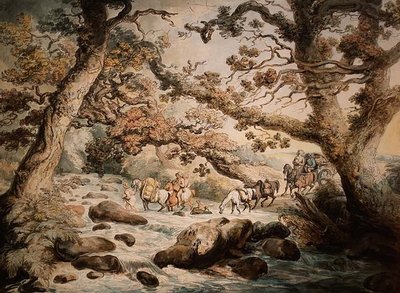 Przedzieranie się przez strumień autorstwa Thomas Rowlandson