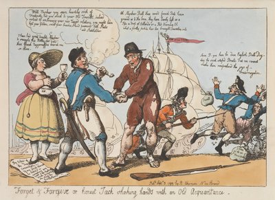 „Zapomnij i wybacz” albo „Szczery Jack podaje rękę dawnemu znajomemu” autorstwa Thomas Rowlandson