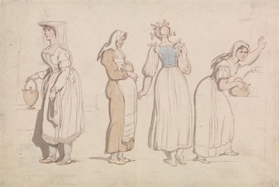 Cztery kobiety przy studni w Rzymie autorstwa Thomas Rowlandson