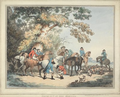 Polowanie na lisy [zestaw sześciu obrazów]: 1. Poranny wypad autorstwa Thomas Rowlandson