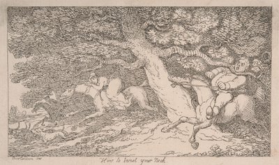 Polowanie na lisy: jak skręcić sobie kark [z „Porad dla myśliwych”] autorstwa Thomas Rowlandson