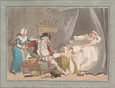 Polowanie na lisy [duet]: 2.  Czwarta po południu w mieście autorstwa Thomas Rowlandson