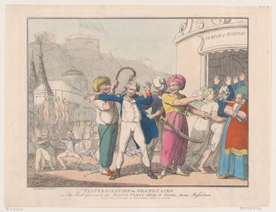 Fraternizacja w Wielkim Kairze, czyli Szalony Generał i jego Bonny Party Prawdopodobnie ..., 9 października 1798. autorstwa Thomas Rowlandson