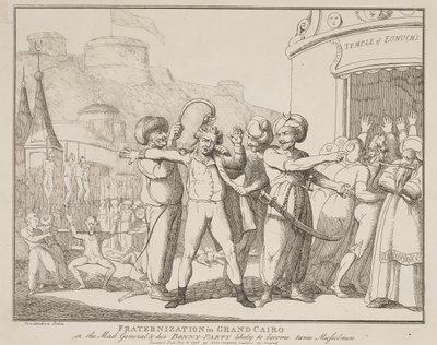 „Bractwo w Wielkim Kairze, czyli Szalony Generał i jego wesoła kompania”, którzy prawdopodobnie staną się posłusznymi muzułmanami autorstwa Thomas Rowlandson