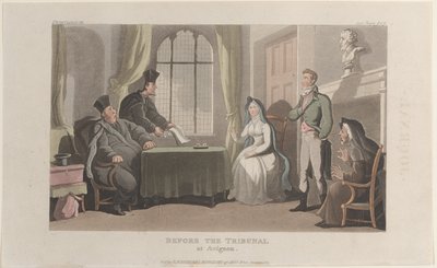 Frontyspis: Przed trybunałem w Awinionie, z Journal of Sentimental Travels in the ..., 1821. autorstwa Thomas Rowlandson