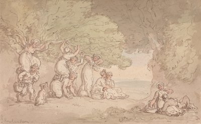 Zbieranie owoców i orzechów autorstwa Thomas Rowlandson