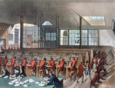 General Post Office, Lombard Street, Londyn, 1808 autorstwa Thomas Rowlandson