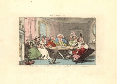 Pan próbuje zagrać w footsie z pięknością przy stole. autorstwa Thomas Rowlandson