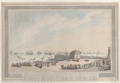„Wspaniała klęska holenderskiej marynarki wojennej, 10 października 1797 r.” autorstwa admirałów lorda Duncana i sir Richarda Onslowa, wraz z rysunkiem wykonanym na miejscu przedstawiającym sześć holenderskich okrętów liniowych, które zostały zdobyte i spr autorstwa Thomas Rowlandson