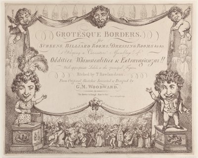 Groteskowe obramowania ekranów, sal bilardowych, garderób itp., 1799-1800., 1799-1800. autorstwa Thomas Rowlandson