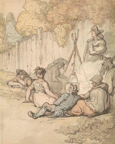Cyganie gotujący na otwartym ogniu autorstwa Thomas Rowlandson