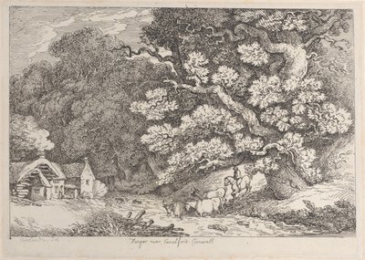 Hengar niedaleko Camelford, Cornwall, z Views in Cornwall, ca. 1812., ca. 1812. autorstwa Thomas Rowlandson
