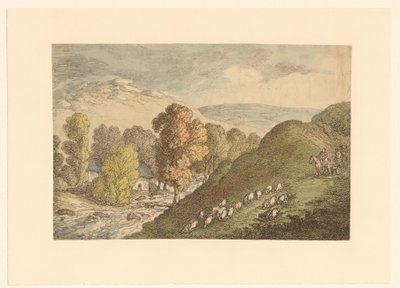Pagórkowaty krajobraz z owcami autorstwa Thomas Rowlandson
