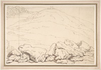 Pagórkowaty krajobraz ze skałami autorstwa Thomas Rowlandson