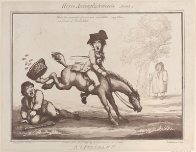 Horse Accomplishments, Sketch 7: A Civilian !!, 1 sierpnia 1799., 1 sierpnia 1799. autorstwa Thomas Rowlandson
