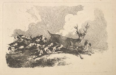 Ogary polujące na jelenia, 1784-88. autorstwa Thomas Rowlandson