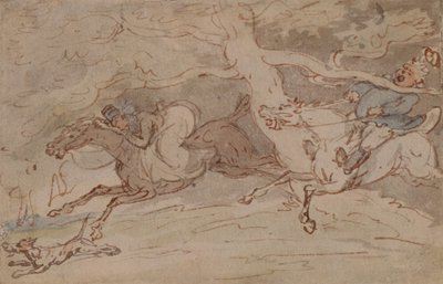 „Jak skręcić szyję” (długopis, czerwony tusz i akwarela na papierze) autorstwa Thomas Rowlandson