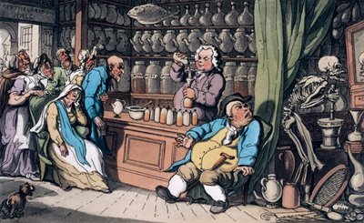 „Mam tajemną sztukę, by wyleczyć każdą chorobę, którą znoszą mężczyźni”, 1814 r autorstwa Thomas Rowlandson