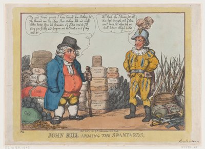 John Bull Arming The Hiszpanów, 3 października 1808 r., 3 października 1808 r. autorstwa Thomas Rowlandson