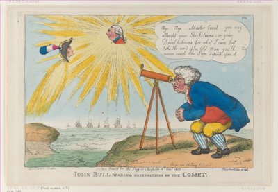 John Bull dokonujący obserwacji na komecie, 10 listopada 1807, 10 listopada 1807. autorstwa Thomas Rowlandson
