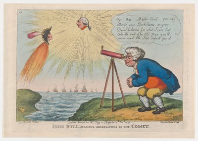 John Bull dokonujący obserwacji na komecie, 10 listopada 1807, 10 listopada 1807. autorstwa Thomas Rowlandson