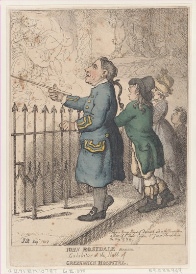 John Rosedale Mariner, wystawca w szpitalu Hall of Greenwich, 26 kwietnia 1807 r., 26 kwietnia 1807 r. autorstwa Thomas Rowlandson