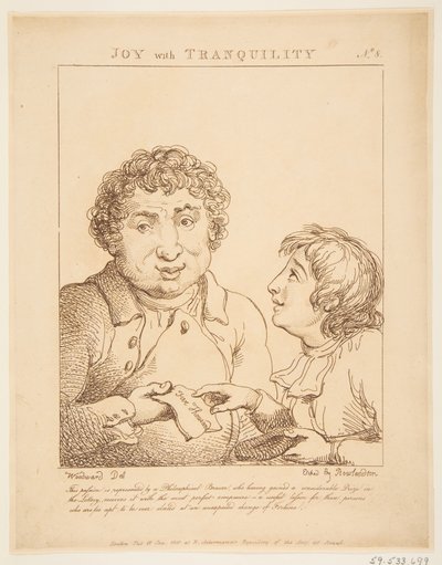 Radość z Tranquility Le Brun Travested, czyli karykatury namiętności, 21 stycznia 1800 r. autorstwa Thomas Rowlandson