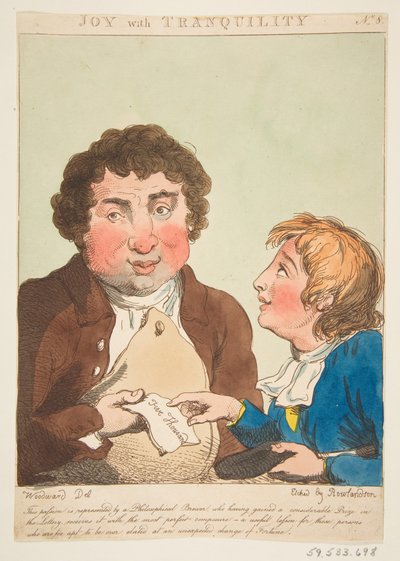 Radość z Tranquility Le Brun Travested, czyli karykatury namiętności, 21 stycznia 1800 r. autorstwa Thomas Rowlandson