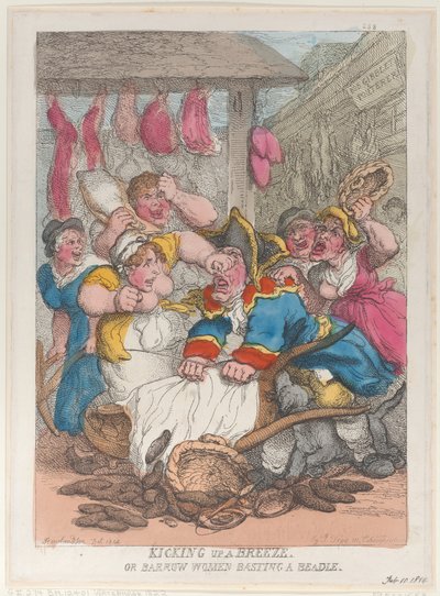 Kicking Up a Breeze or Barrow Women Basting a Beadle, 10 lutego 1814., 10 lutego 1814. autorstwa Thomas Rowlandson