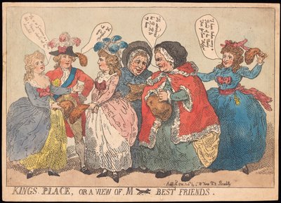 Kings Place, czyli widok na M ---- Best Friends, pub. 1784 (grawerowanie ręcznie kolorowane) autorstwa Thomas Rowlandson