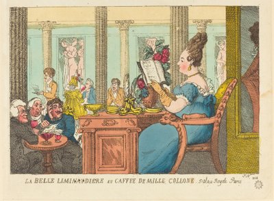 La Belle Limonaudiere w Cafe des Mille Colonnes, Palais Royal, Paryż autorstwa Thomas Rowlandson