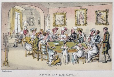 La docteur à une partie de cartes - w „Trzech podróżach doktora Syntaxa: w poszukiwaniu malowniczej pociechy i żony”” Williama Combe, il. Rowlandson autorstwa Thomas Rowlandson