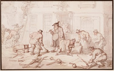 Robotnicy układający chodnik autorstwa Thomas Rowlandson