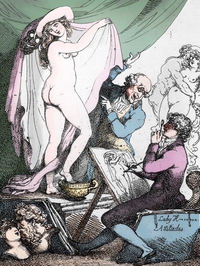 Postawa Lady Hamilton, ok. 1790 (akwaforta) (zdjęcie czarno-białe) autorstwa Thomas Rowlandson