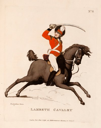 Kawaleria Lambeth, z „Lojalni ochotnicy Londynu i okolic”, 1798-99 autorstwa Thomas Rowlandson