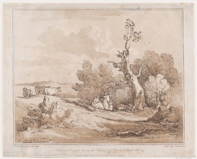Krajobraz z postaciami zbierającymi drewno pod sękatymi drzewami, 21 maja 1789., 21 maja 1789. autorstwa Thomas Rowlandson